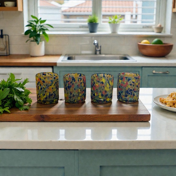 Colorful Mosaic Glass Tumblers - Picture 2 of 3